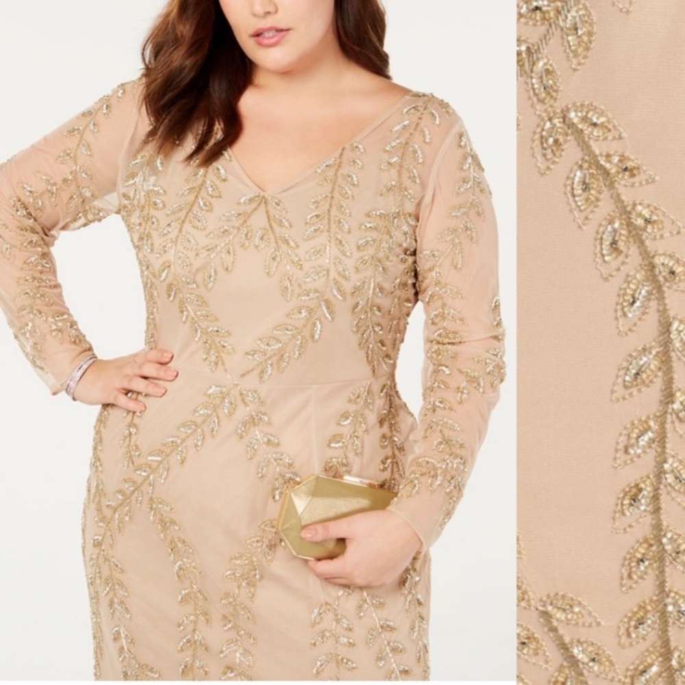 Adrianna Papell Long champagne/gold gown - Picture 6 of 11